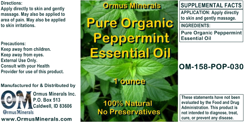 Ormus Minerals Pure Organic Peppermint Essential Oil 1 oz